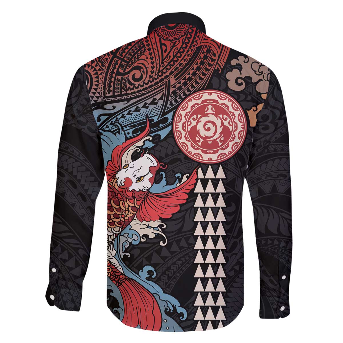 Hawaii and Japanese Together Family Matching Puletasi and Hawaiian Shirt Koi Fish and Kakau Pattern LT03 - Polynesian Pride