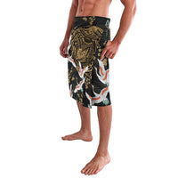 Hawaii and Japanese Together Lavalava Cranes Birds with Kakau Pattern