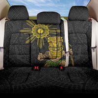 Hawaii and Philippines Together Back Car Seat Cover Warrior Tiki Mask and Filipino Sun Polynesian Style LT03 One Size Black - Polynesian Pride