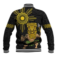 Hawaii and Philippines Together Baseball Jacket Warrior Tiki Mask and Filipino Sun Polynesian Style LT03 - Polynesian Pride