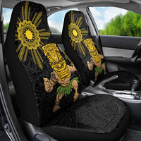 Hawaii and Philippines Together Car Seat Cover Warrior Tiki Mask and Filipino Sun Polynesian Style LT03 - Polynesian Pride