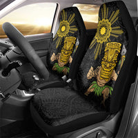 Hawaii and Philippines Together Car Seat Cover Warrior Tiki Mask and Filipino Sun Polynesian Style LT03 - Polynesian Pride