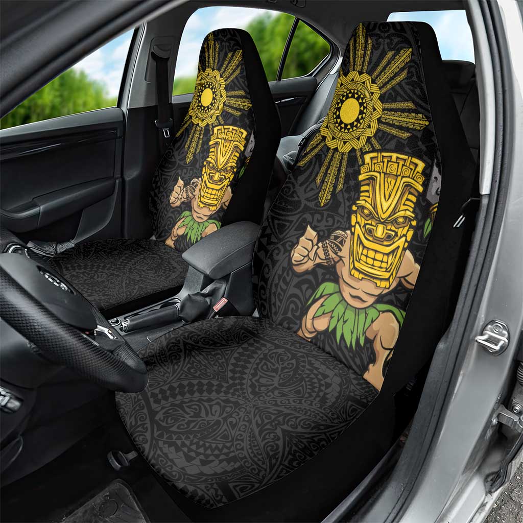Hawaii and Philippines Together Car Seat Cover Warrior Tiki Mask and Filipino Sun Polynesian Style LT03 - Polynesian Pride
