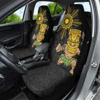 Hawaii and Philippines Together Car Seat Cover Warrior Tiki Mask and Filipino Sun Polynesian Style LT03 - Polynesian Pride