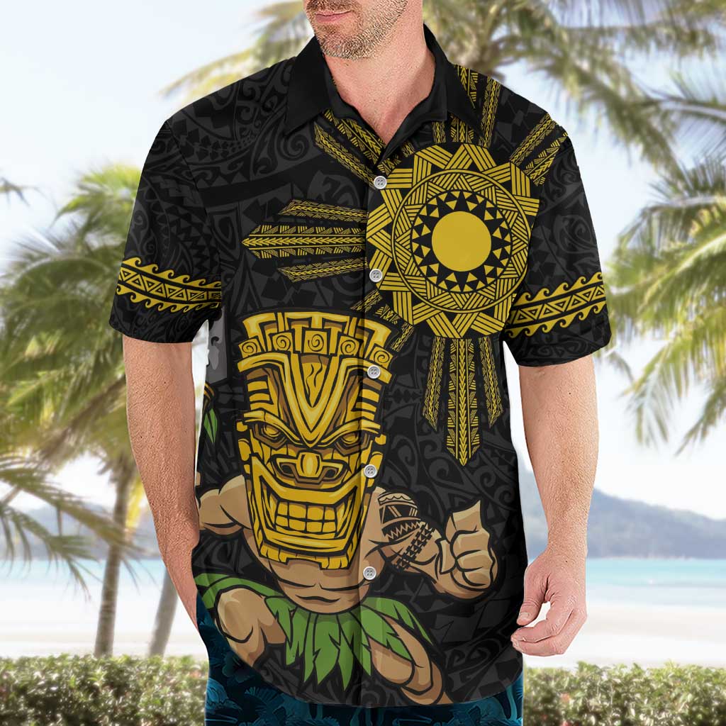 Hawaii and Philippines Together Hawaiian Shirt Warrior Tiki Mask and Filipino Sun Polynesian Style LT03 - Polynesian Pride