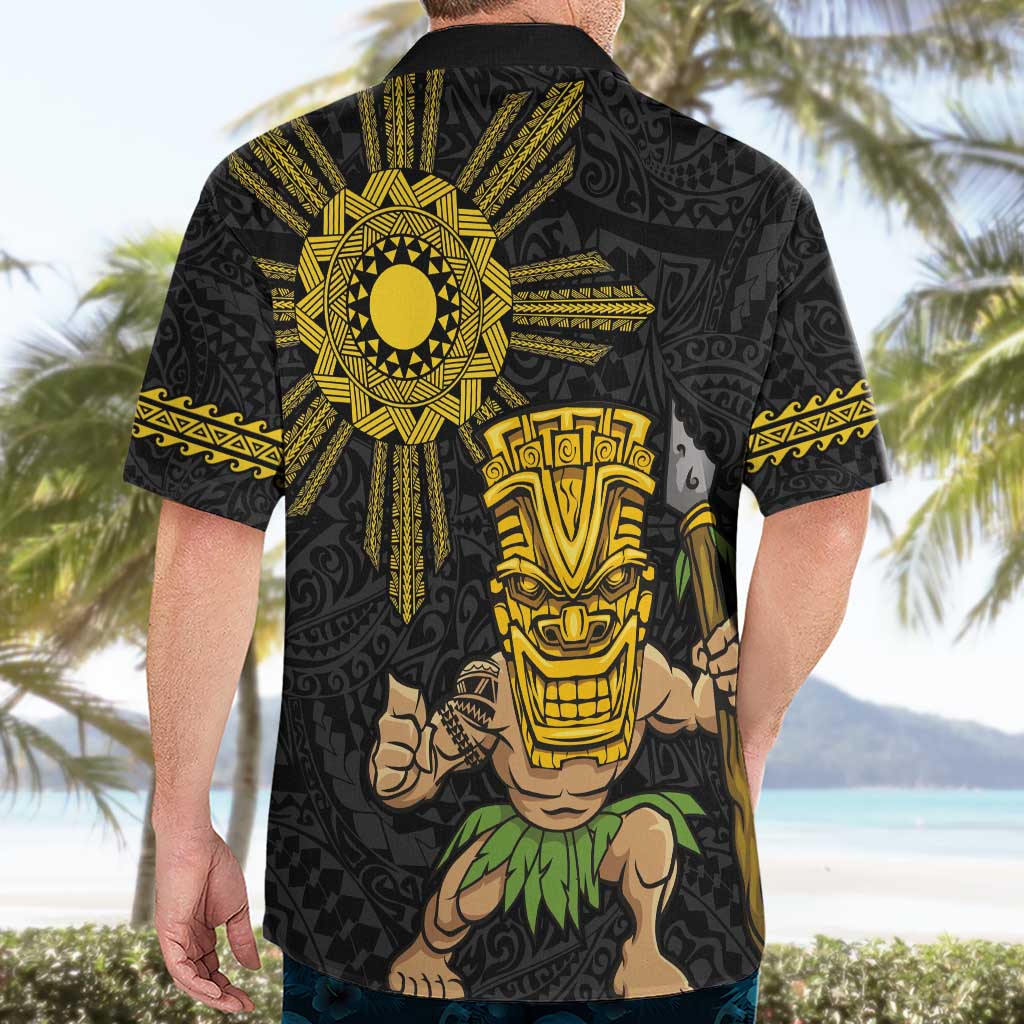 Hawaii and Philippines Together Hawaiian Shirt Warrior Tiki Mask and Filipino Sun Polynesian Style LT03 - Polynesian Pride