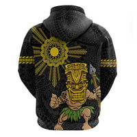 Hawaii and Philippines Together Hoodie Warrior Tiki Mask and Filipino Sun Polynesian Style LT03 - Polynesian Pride