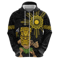 Hawaii and Philippines Together Hoodie Warrior Tiki Mask and Filipino Sun Polynesian Style LT03 - Polynesian Pride
