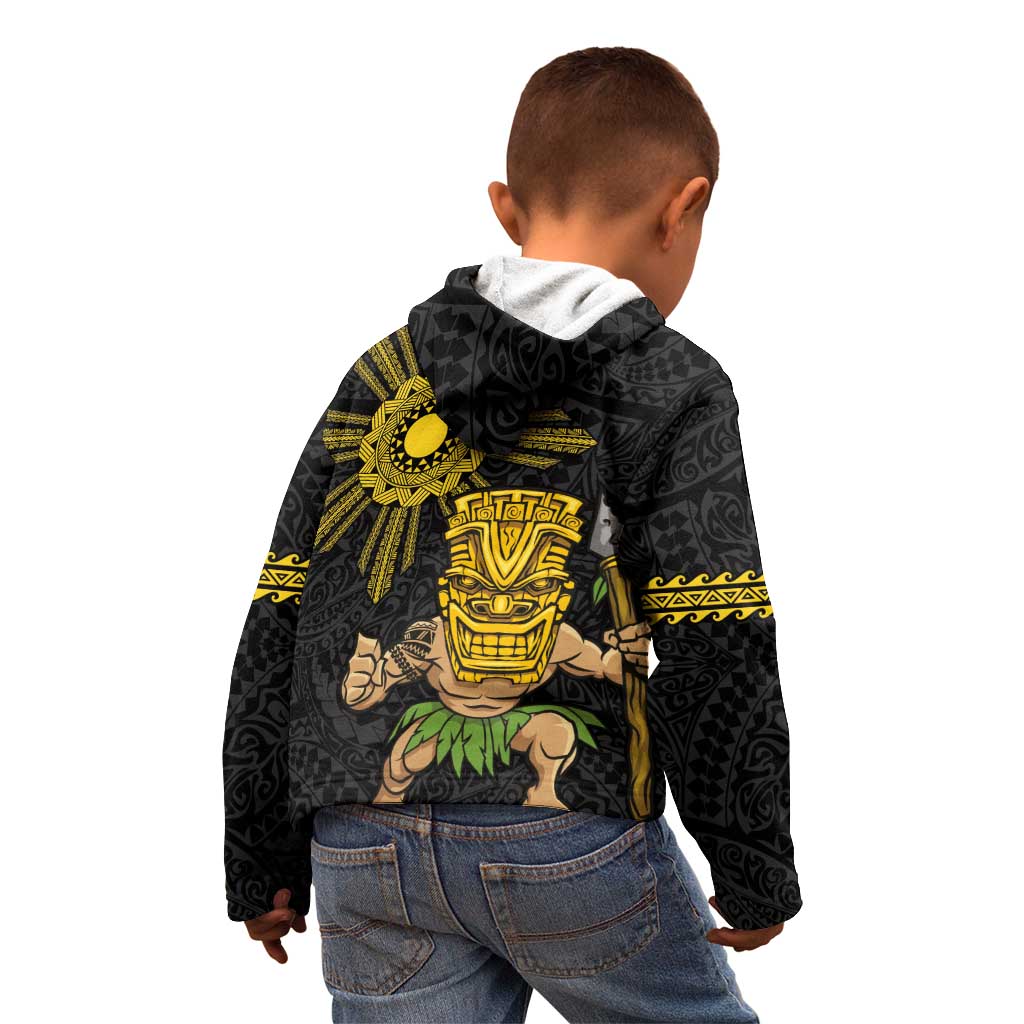 Hawaii and Philippines Together Kid Hoodie Warrior Tiki Mask and Filipino Sun Polynesian Style LT03 - Polynesian Pride