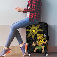 Hawaii and Philippines Together Luggage Cover Warrior Tiki Mask and Filipino Sun Polynesian Style LT03 - Polynesian Pride