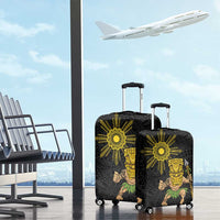 Hawaii and Philippines Together Luggage Cover Warrior Tiki Mask and Filipino Sun Polynesian Style LT03 - Polynesian Pride