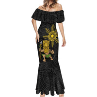 Hawaii and Philippines Together Mermaid Dress Warrior Tiki Mask and Filipino Sun Polynesian Style LT03 - Polynesian Pride
