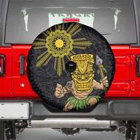 Hawaii and Philippines Together Spare Tire Cover Warrior Tiki Mask and Filipino Sun Polynesian Style LT03 - Polynesian Pride