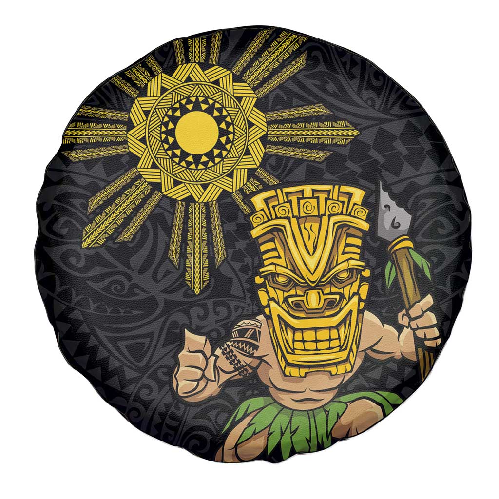 Hawaii and Philippines Together Spare Tire Cover Warrior Tiki Mask and Filipino Sun Polynesian Style LT03 - Polynesian Pride