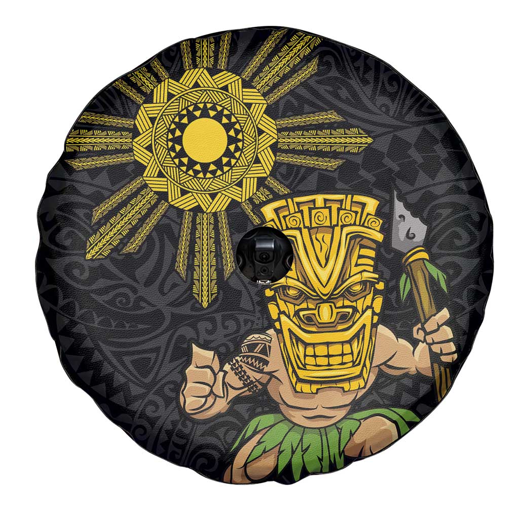 Hawaii and Philippines Together Spare Tire Cover Warrior Tiki Mask and Filipino Sun Polynesian Style LT03 - Polynesian Pride