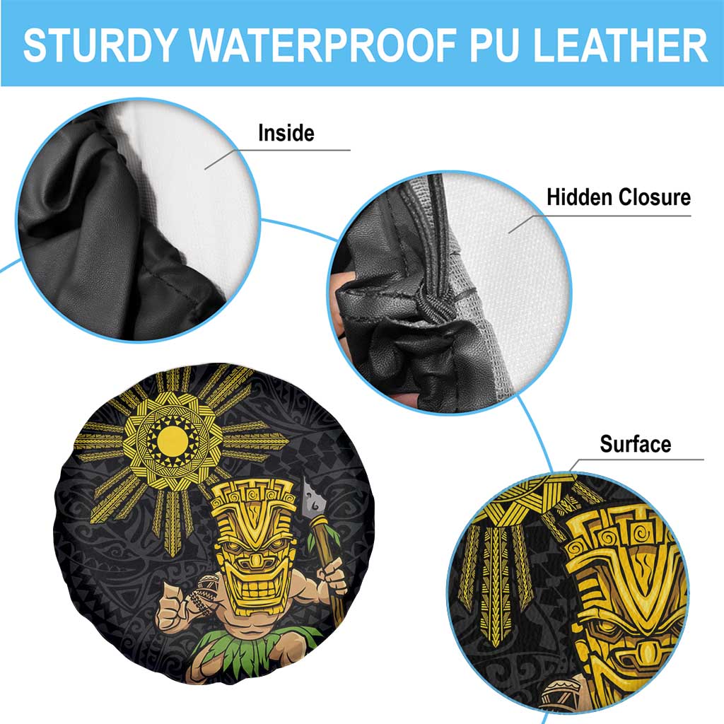 Hawaii and Philippines Together Spare Tire Cover Warrior Tiki Mask and Filipino Sun Polynesian Style LT03 - Polynesian Pride