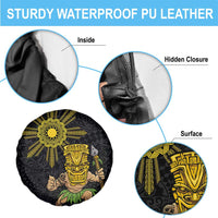 Hawaii and Philippines Together Spare Tire Cover Warrior Tiki Mask and Filipino Sun Polynesian Style LT03 - Polynesian Pride