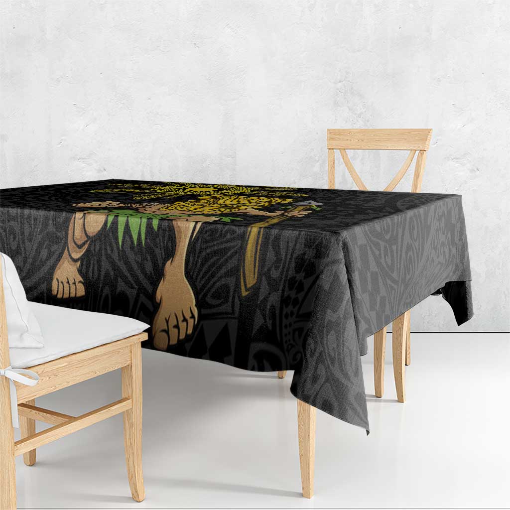 Hawaii and Philippines Together Tablecloth Warrior Tiki Mask and Filipino Sun Polynesian Style