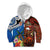 Fiji and Australia Together Kid Hoodie Fijian Tapa Plants with Kangaroo and Aboriginal - Polynesian Pride