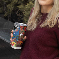Fiji and Australia Together Tumbler Cup Fijian Tapa Plants with Kangaroo and Aboriginal LT03 - Polynesian Pride