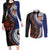 Fiji and Australia Together Couples Matching Long Sleeve Bodycon Dress and Long Sleeve Button Shirt Kangaroo Aboriginal with Tribal Tapa Hibiscus Half Style - Polynesian Pride