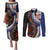 Fiji and Australia Together Couples Matching Puletasi and Long Sleeve Button Shirt Kangaroo Aboriginal with Tribal Tapa Hibiscus Half Style - Polynesian Pride