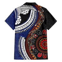 Fiji and Australia Together Family Matching Off The Shoulder Long Sleeve Dress and Hawaiian Shirt Kangaroo Aboriginal with Tribal Tapa Hibiscus Half Style LT03 - Polynesian Pride