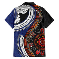 Fiji and Australia Together Family Matching Off Shoulder Short Dress and Hawaiian Shirt Kangaroo Aboriginal with Tribal Tapa Hibiscus Half Style LT03 - Polynesian Pride
