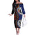 Fiji and Australia Together Off The Shoulder Long Sleeve Dress Kangaroo Aboriginal with Tribal Tapa Hibiscus Half Style - Polynesian Pride