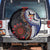 Fiji and Australia Together Spare Tire Cover Kangaroo Aboriginal with Tribal Tapa Hibiscus Half Style - Polynesian Pride