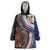 Fiji and Australia Together Wearable Blanket Hoodie Kangaroo Aboriginal with Tribal Tapa Hibiscus Half Style - Polynesian Pride