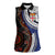 Fiji and Australia Together Women Sleeveless Polo Shirt Kangaroo Aboriginal with Tribal Tapa Hibiscus Half Style - Polynesian Pride