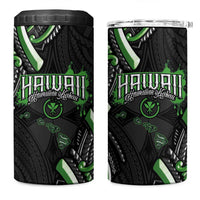 Traditional Art Hawaiian Kakau Tattoos 4 in 1 Can Cooler Tumbler Green Color LT03 One Size: 16 oz Green - Polynesian Pride
