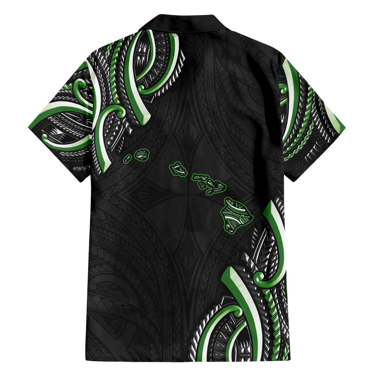 Traditional Art Hawaiian Kakau Tattoos Family Matching Off The Shoulder Long Sleeve Dress and Hawaiian Shirt Green Color - Polynesian Pride