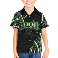 Traditional Art Hawaiian Kakau Tattoos Family Matching Summer Maxi Dress and Hawaiian Shirt Green Color LT03 Son's Shirt Green - Polynesian Pride