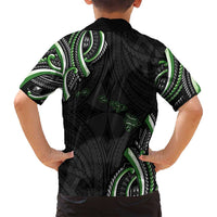 Traditional Art Hawaiian Kakau Tattoos Family Matching Tank Maxi Dress and Hawaiian Shirt Green Color LT03 - Polynesian Pride