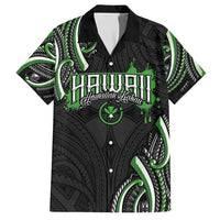 Traditional Art Hawaiian Kakau Tattoos Family Matching Tank Maxi Dress and Hawaiian Shirt Green Color LT03 Dad's Shirt - Short Sleeve Green - Polynesian Pride