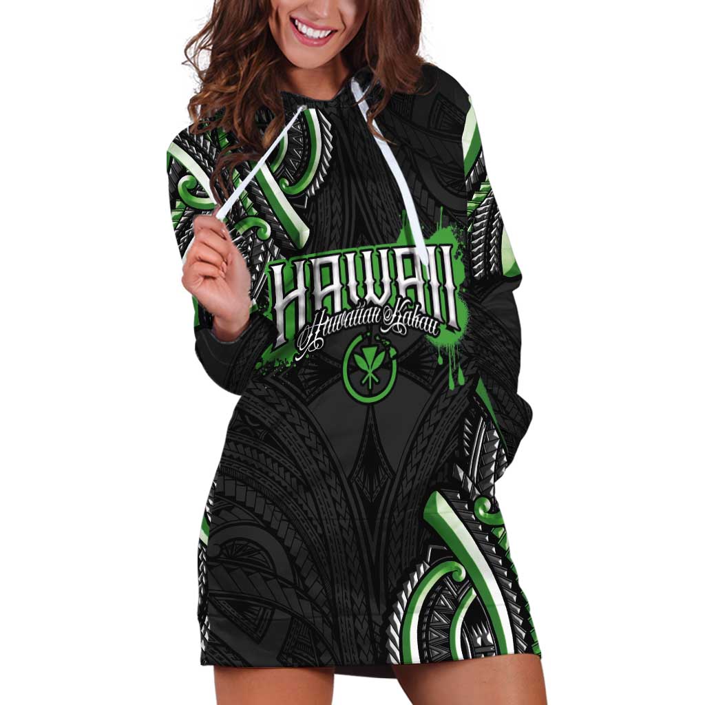 Traditional Art Hawaiian Kakau Tattoos Hoodie Dress Green Color LT03 Green - Polynesian Pride