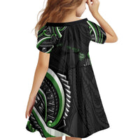 Traditional Art Hawaiian Kakau Tattoos Kid Short Sleeve Dress Green Color LT03 - Polynesian Pride