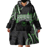 Traditional Art Hawaiian Kakau Tattoos Wearable Blanket Hoodie Green Color LT03 - Polynesian Pride
