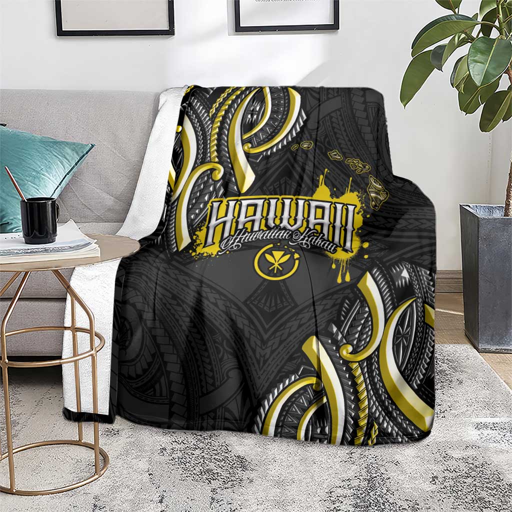 Traditional Art Hawaiian Kakau Tattoos Blanket Yellow Color - Polynesian Pride