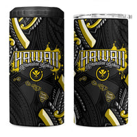 Traditional Art Hawaiian Kakau Tattoos 4 in 1 Can Cooler Tumbler Yellow Color LT03 One Size: 16 oz Yellow - Polynesian Pride