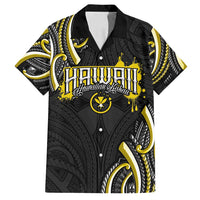 Traditional Art Hawaiian Kakau Tattoos Family Matching Puletasi and Hawaiian Shirt Yellow Color LT03 Dad's Shirt - Short Sleeve Yellow - Polynesian Pride