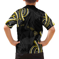 Traditional Art Hawaiian Kakau Tattoos Family Matching Summer Maxi Dress and Hawaiian Shirt Yellow Color LT03 - Polynesian Pride