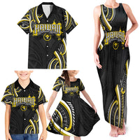 Traditional Art Hawaiian Kakau Tattoos Family Matching Tank Maxi Dress and Hawaiian Shirt Yellow Color LT03 - Polynesian Pride