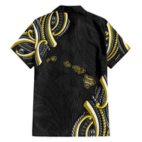 Traditional Art Hawaiian Kakau Tattoos Family Matching Tank Maxi Dress and Hawaiian Shirt Yellow Color LT03 - Polynesian Pride