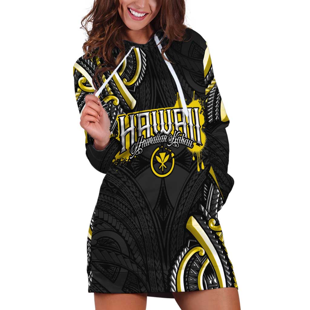 Traditional Art Hawaiian Kakau Tattoos Hoodie Dress Yellow Color LT03 Yellow - Polynesian Pride