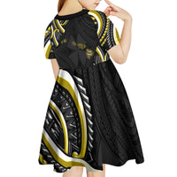 Traditional Art Hawaiian Kakau Tattoos Kid Short Sleeve Dress Yellow Color LT03 - Polynesian Pride