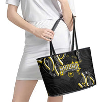 Traditional Art Hawaiian Kakau Tattoos Leather Tote Bag Yellow Color - Polynesian Pride
