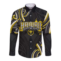 Traditional Art Hawaiian Kakau Tattoos Long Sleeve Button Shirt Yellow Color LT03 Unisex Yellow - Polynesian Pride